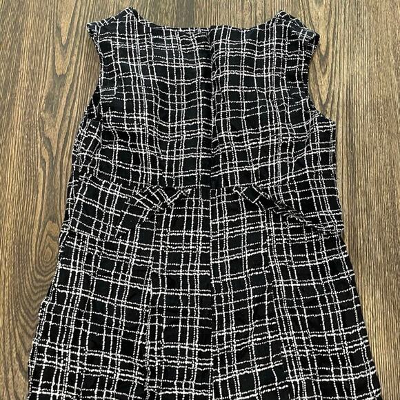 Merona Womens Linen Sheath Dress Sleeveless Knee Length Plaid Black/White Sz 12 - Picture 8 of 8